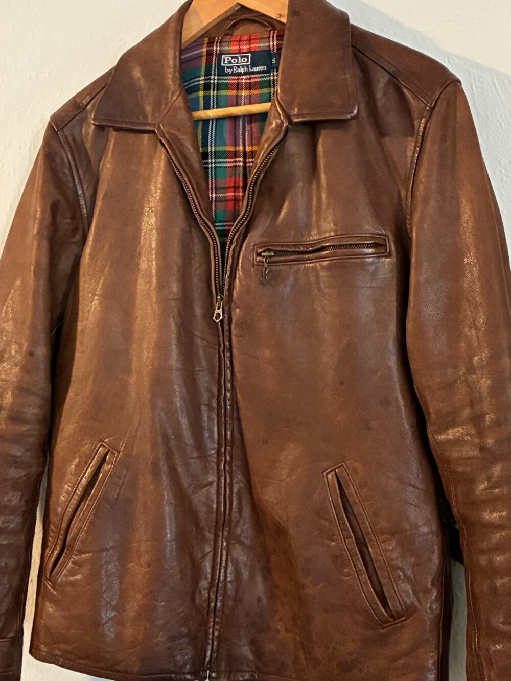 Vintage Polo Ralph Lauren 1940s Style Leather Jacket - Size Small